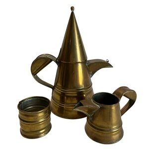 VTG Traditional Arabic Brass Dallah Coffee/Tea Pot Sugar and Creamer Vessel HTF